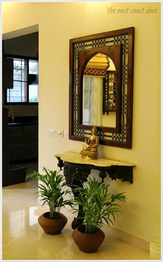 Mirror in wooden crafted frame