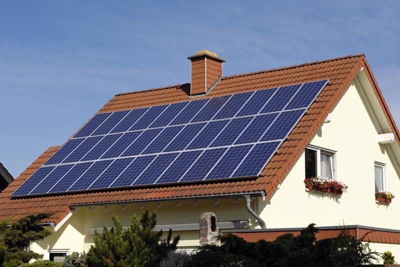 solar panels atop of Eco friendly Home