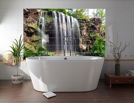 Bathroom Ideas waterfall impression wall tiles