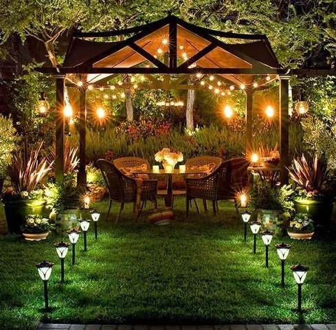 sparkling light to create beutiful outdoor dining experience