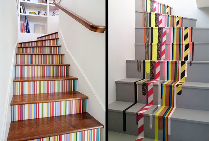 Stair decoration ideas-washi tape look