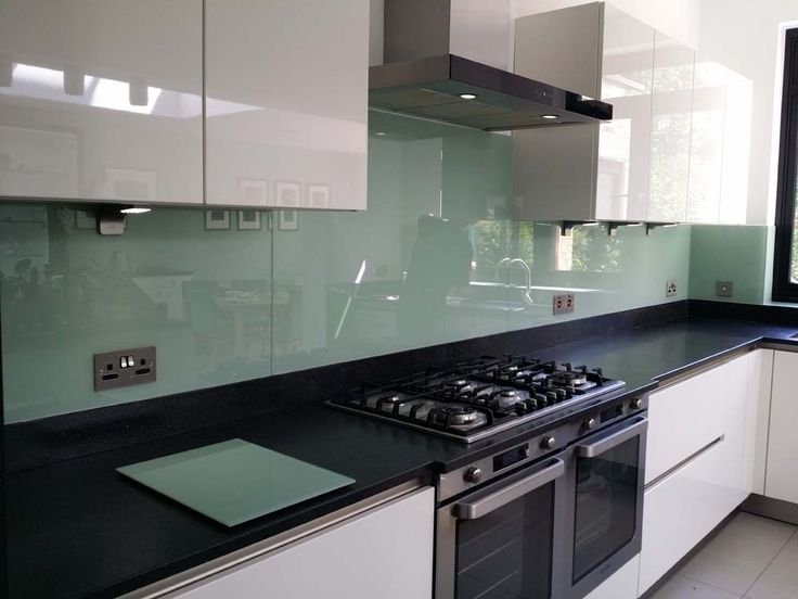 Coloured Glass back splash Kitchen