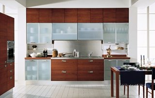 Glass cabinet shutters modular kitchen