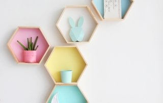 Hexagonal Wall Shelves wooden