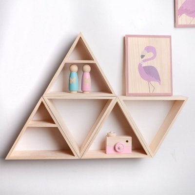 Triangular Storage Wooden Decorative Shelves Nordic Style