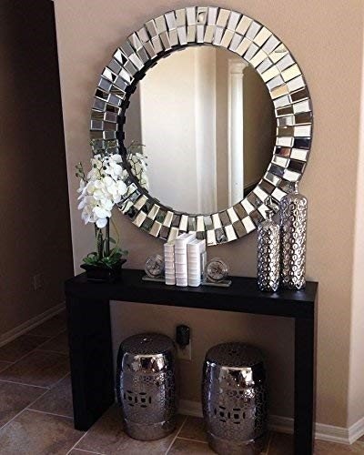 Beautiful Modern Designed Sunflower Iron Decorative Wall Mirror for Living Room